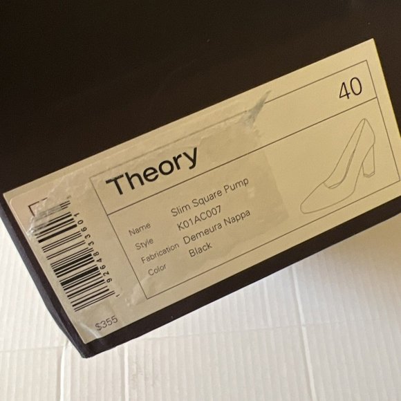 Theory Slim Square Pumps Shoes Size 40/9 Black All Leather Classic Heels Italy - Picture 13 of 13